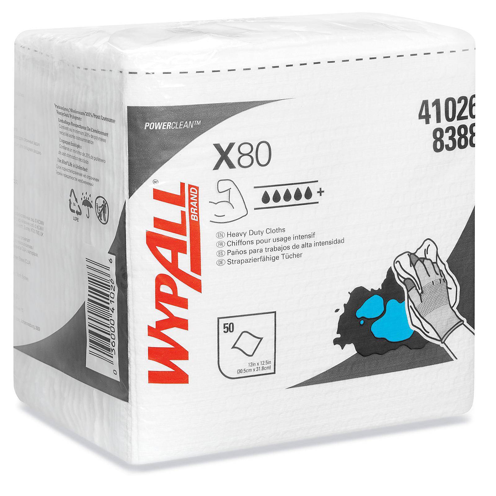 WYPALL X80 WIPES FOLDED 50 WHI